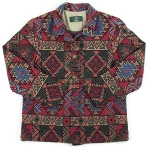 Vintage ORVIS Hipster Western Geometric Aztec Tapestry Knit Jacket